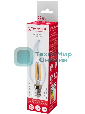 Лампа светодиодная Hiper THOMSON LED FILAMENT TAIL CANDLE 7W 750Lm E14 6500K