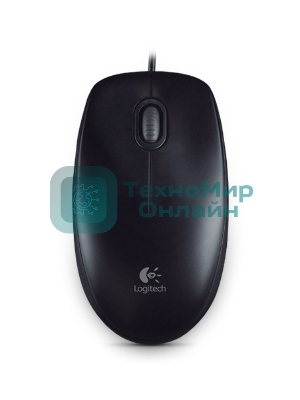 Мышь проводная Logitech B100 черный, 1000 dpi, USB, кнопки - 3