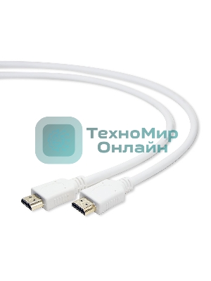 Кабель Cablexpert HDMI CC-HDMI4-W-1M, 19M/19M, v2.0, медь, позол.разъемы, экран, 1м, белый, пакет