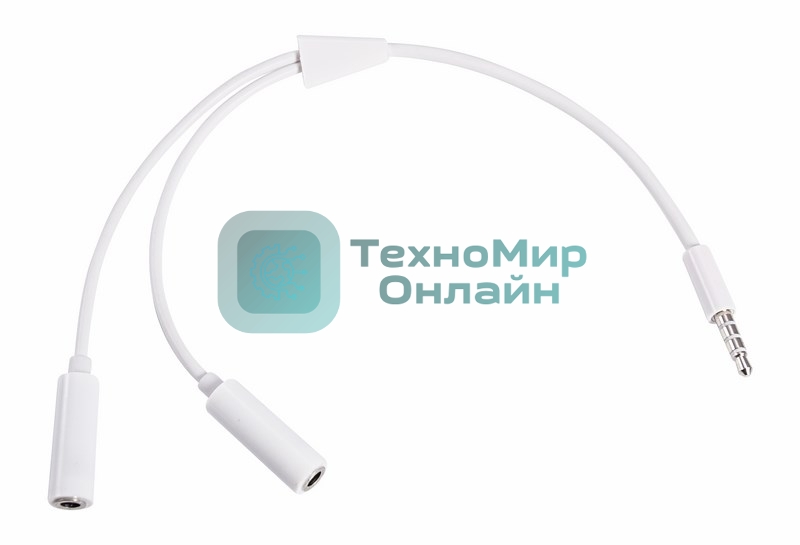 Аудиоразветвитель штекер 3,5 мм на 2 по 3,5 мм белый