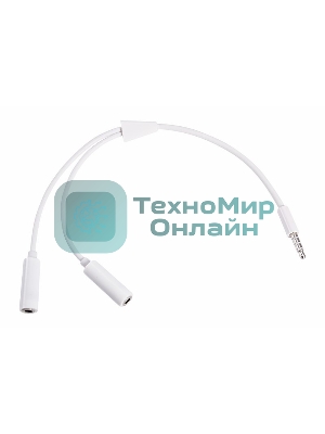 Аудиоразветвитель штекер 3,5 мм на 2 по 3,5 мм белый