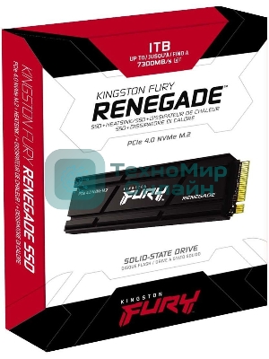 Накопитель SSD Kingston Fury Renegade, 1Tb, PCIe 4.0 x4, M.2 2280, NVMe, R/W 7300/6000, с радиатором