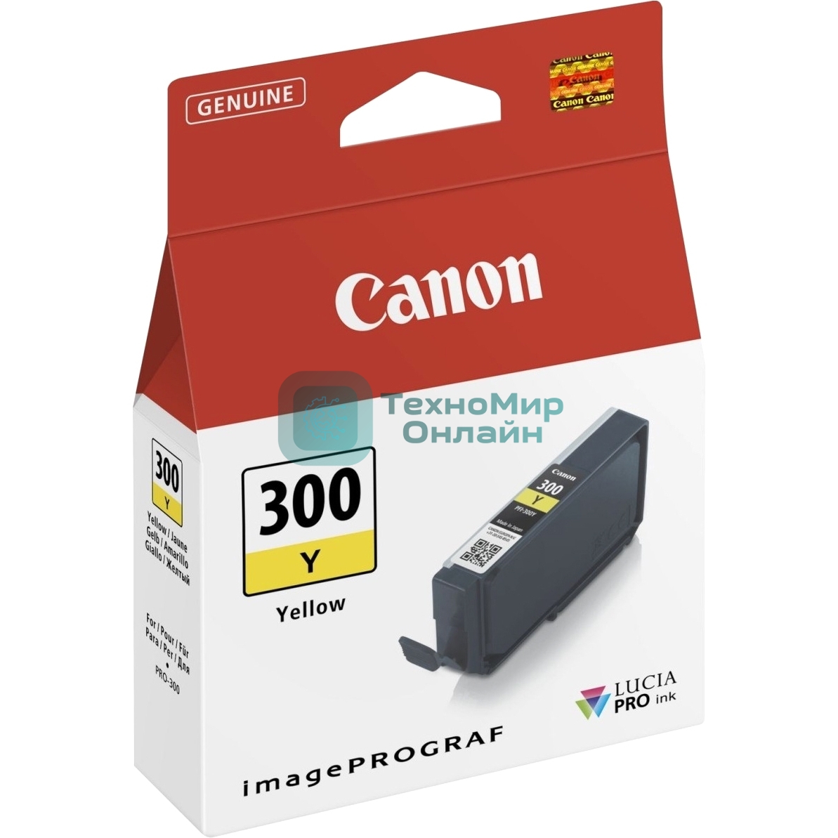 Картридж струйный Canon PFI-300 Y EUR/OCN желтый (530 стр.) для Canon imagePROGRAF PRO-300