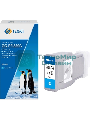Картридж струйный G&G GG-PFI320C (PFI-320C) голубой (300 мл) для Canon imagePROGRAF TM-200/200MFP/205/300/300MFP/305