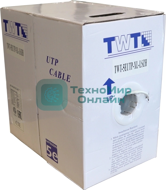 Кабель TWT UTP, серии XL, 4 пары, cat.5e, LSZH, белый, 305 м.