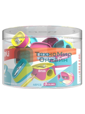 Точилка для карандашей ручная Deli ER00803 U-touch, 1 отверстие, пластик, ассорти, туба