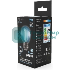 Лампа светодиодная филаментная Gauss 9Вт цок.: E27 шар 220B 4100K св. свеч. белый ней. G45 (упак.: 10 шт)