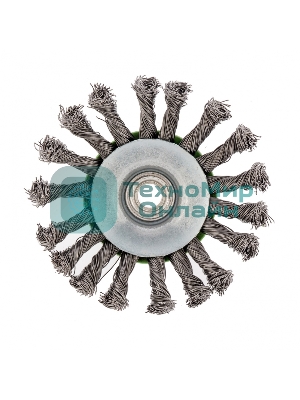 Щетка для УШМ Сибртех 115 мм, М14, Тарелка, крученая проволока 0,5 мм