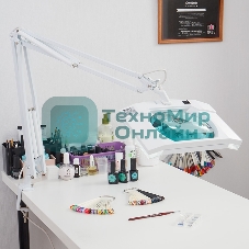 Лупа на струбцине Rexant, квадратная, 3D, с подсветкой, белая