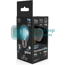 Лампа светодиодная филаментная Gauss 9Вт цок.: E27 шар 220B 4100K св. свеч. белый ней. G45 (упак.: 10 шт)