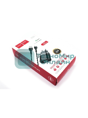 Блок питания (сетевой адаптер) HOCO С12Q Smart QC3.0, кабель Type-C-USB, 5V, 3.0A, черный