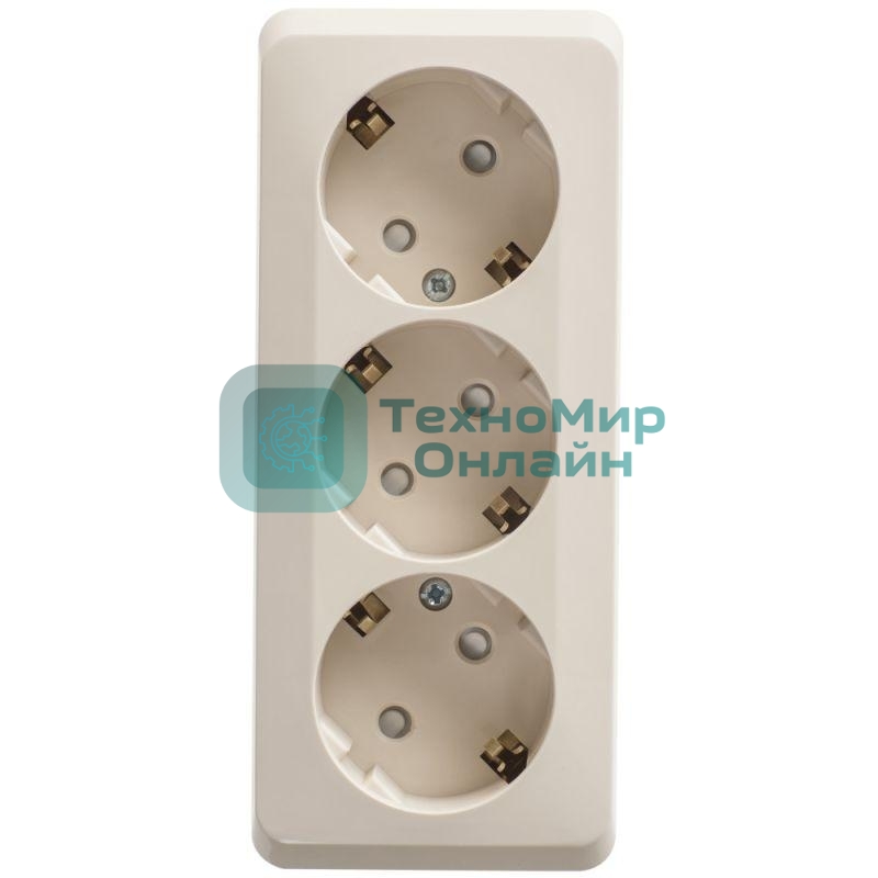 Розетка 3-м ОП Этюд 16А 250В защ. шторки с заземл. крем. SchE PA16-012K