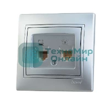 Розетка компьютерная + телеф. СП Мира RJ11 + RJ45 метал. сер. Lezard 701-1010-143