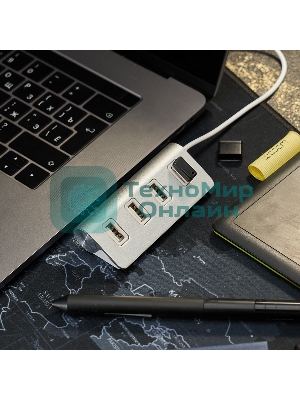 Разветвитель Rexant 4 USB-port серебристый