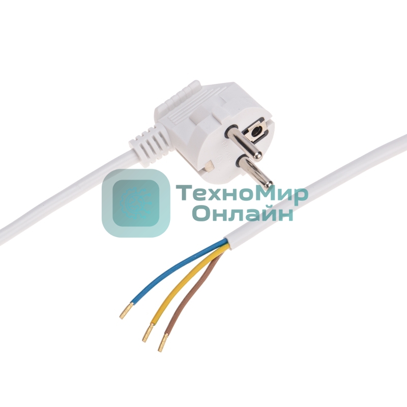 Шнур электрический с вилкой Rexant ПВС 3х0,75 мм², 2м белый