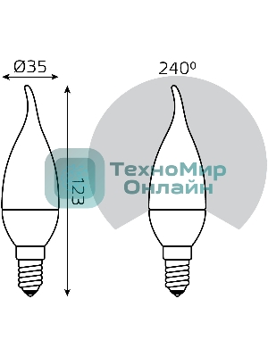 Лампа светодиодная Gauss Elementary 6Вт цок.: E14 свеча 220B 4100K св. свеч. бел. нейт. (упак.: 10 шт)