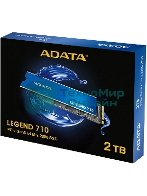 Накопитель SSD ADATA LEGEND 710, 2Tb, PCIe 3.0 x4, M.2 2280, NVMe, R/W 2400/1800, с радиатором