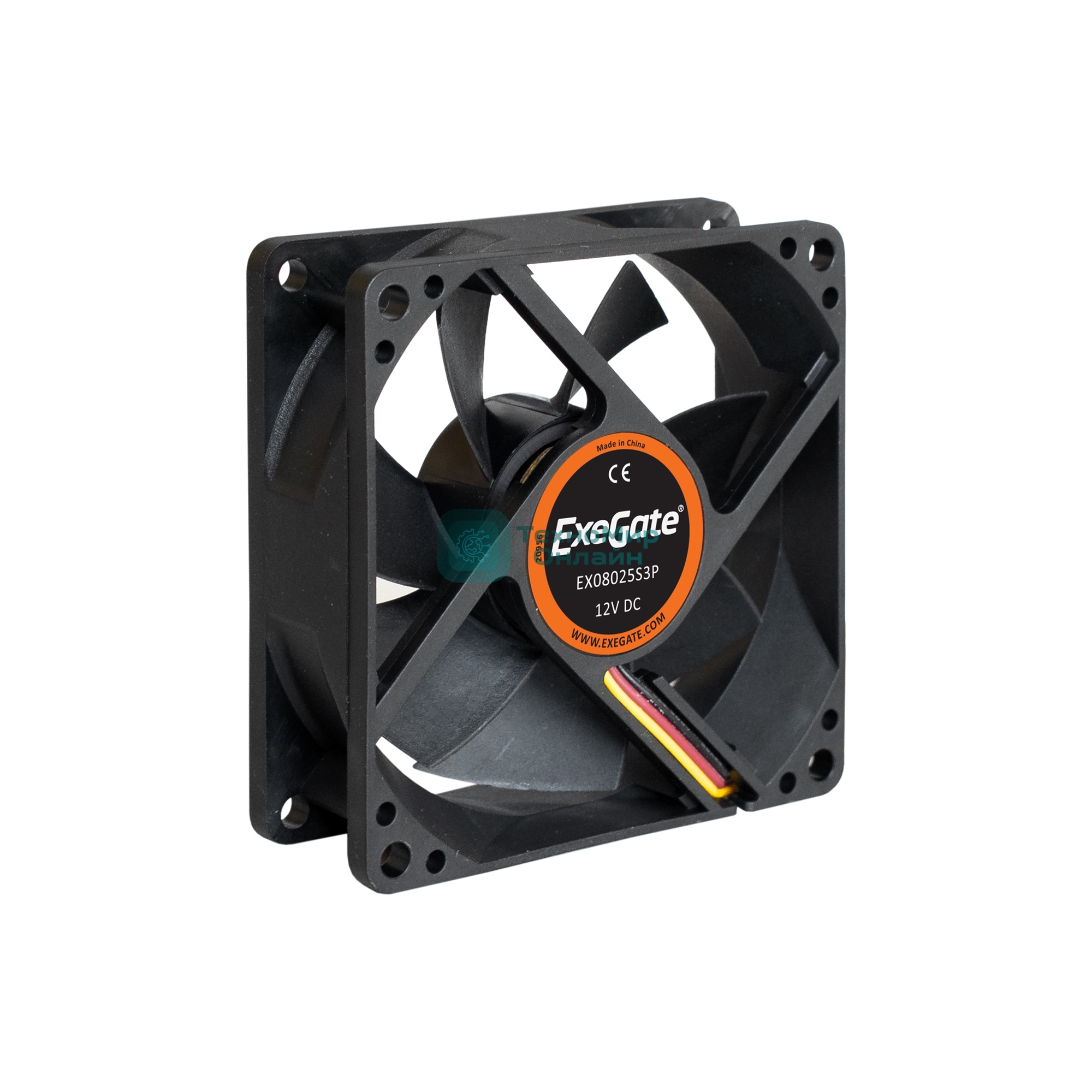 Вентилятор для корпуса ExeGate EX08025S3P черный, 80 мм, 2200 об/мин, 22.5 дБ, 3 pin