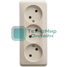Розетка 3-м ОП Этюд 16А IP20 без заземл. без защ. шторок крем. SchE PA16-009K