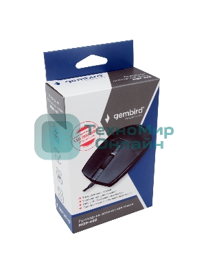 Мышь проводная Gembird MOP-430 черный, 1600 dpi, USB, кнопки - 4