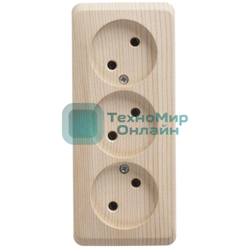 Розетка 3-м ОП Этюд 16А IP20 без заземл. без защ. шторок сосна SchE PA16-009D