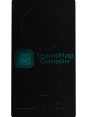 Электрическая варочная панель Kuppersberg ECO 301/ширина 30 см, 2 зоны ускоренного нагрева HI-Light, сенсорное управление, 3 цифровых дисплея, 9 уровней мощности, таймер, автоматика закипания, автоотключение, защита от детей, индикаторы остаточного тепла, Stop & Go, черный/прямой край