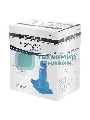 Домкрат механический бутылочный Stels 2 т, h подъема 210–390 мм, 2 части (домкрат, ручка)