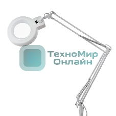 Лупа на струбцине круглая настольная Rexant 3Х с подсветкой, белая