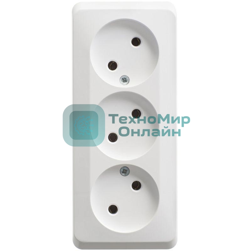 Розетка 3-м ОП Этюд 16А IP20 без заземл. без защ. шторок белый SchE PA16-009B