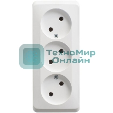 Розетка 3-м ОП Этюд 16А IP20 без заземл. без защ. шторок белый SchE PA16-009B