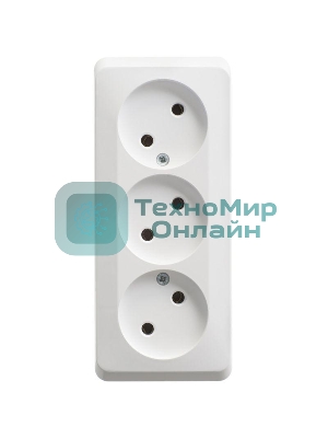 Розетка 3-м ОП Этюд 16А IP20 без заземл. без защ. шторок белый SchE PA16-009B
