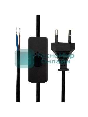 Сетевой шнур с выключателем Rexant 2х0,75 мм², 1,8 м черный