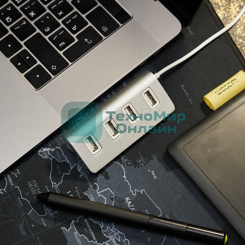 Разветвитель Rexant 4 USB-port серебристый