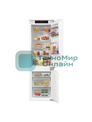 Встраиваемый холодильник Gorenje NRKI517142, полезный объем 243 л, электронное управление, цифровой дисплей, автоматическое размораживание No Frost, быстрое замораживание, интенсивное охлаждение, зона свежести с контролем влажности, слайдерное крепление, энергоэффективность А+