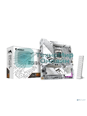 Материнская плата Gigabyte B850M AORUS ELITE WIFI6E ICE, AM5, AMD B850, 4xDDR5, 4xSATA, 2xM.2, 1xPCIe 5.0 x16, 1xPCIe 3.0 x4, 1xDP, 1xHDMI, 1x2.5Gb LAN, Wi-Fi 6E, Bluetooth 5.3, 2xUSB-A 10Gbps (Gen2), 5xUSB-A 5Gbps, 4xUSB-A 2.0, 1xUSB-C 10Gbps (Gen2), 2x3.5 мм, 7.1, mATX