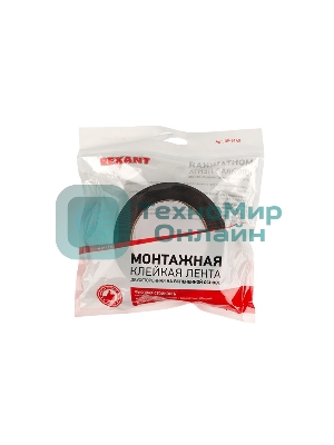 Двухсторонний скотч Rexant, черная, вспененная ЭВА основа, 40 мм, ролик 5 м