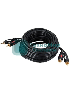 Шнур Rexant 2 RCA - 2 RCA, длина 5 м етров, черный (GOLD)