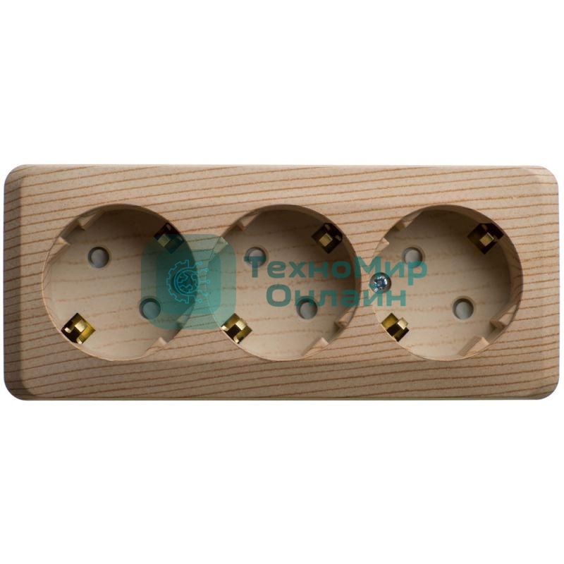 Розетка 3-м ОП Этюд 16А 250В защ. шторки с заземл. сосна SchE PA16-012D