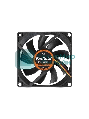 Вентилятор для корпуса ExeGate ExtraPower EP08015S3P черный, 80 мм, 2500 об/мин, 25.5 дБ, 3 pin