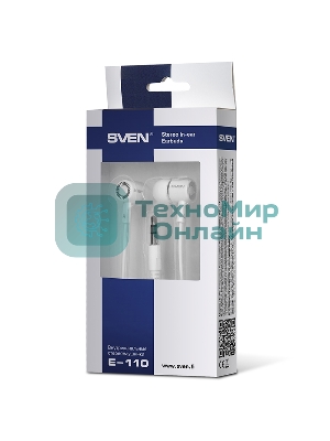 Проводные наушники Sven E-110 белый, внутриканальные, Jack 3.5 мм