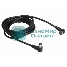 Шнур ТВ гнездо - ТВ штекер, угловой, длина 1,5 метра, черный Rexant