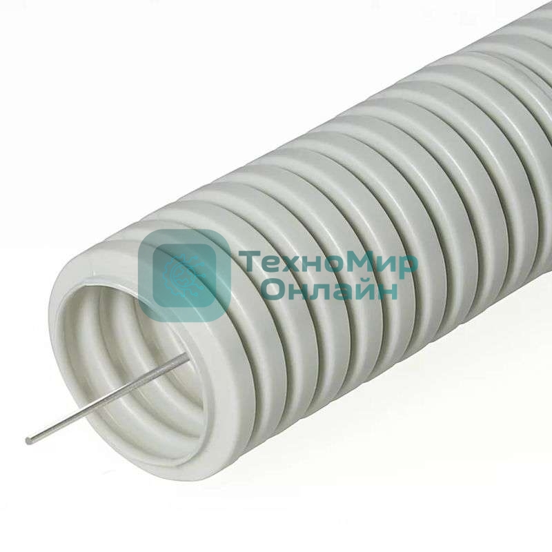 Труба гофрированная ПВХ d20 мм с зондом сер. (уп. 100 м) Урал Пак ГФ-0101720-100