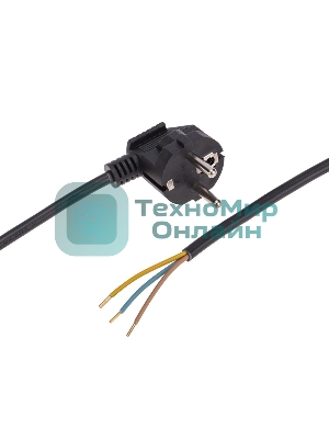 Шнур электрический с вилкой Rexant ПВС 3х0,75 мм², 5м черный