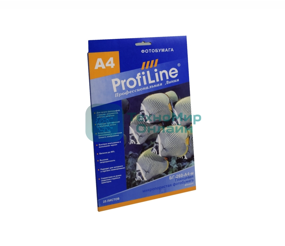 БГ-260-А4-м-25 Фотобумага микропористая глянцевая ProfiLine 260 г/м2, А4, 25 л, 5760 dpi (Mi)