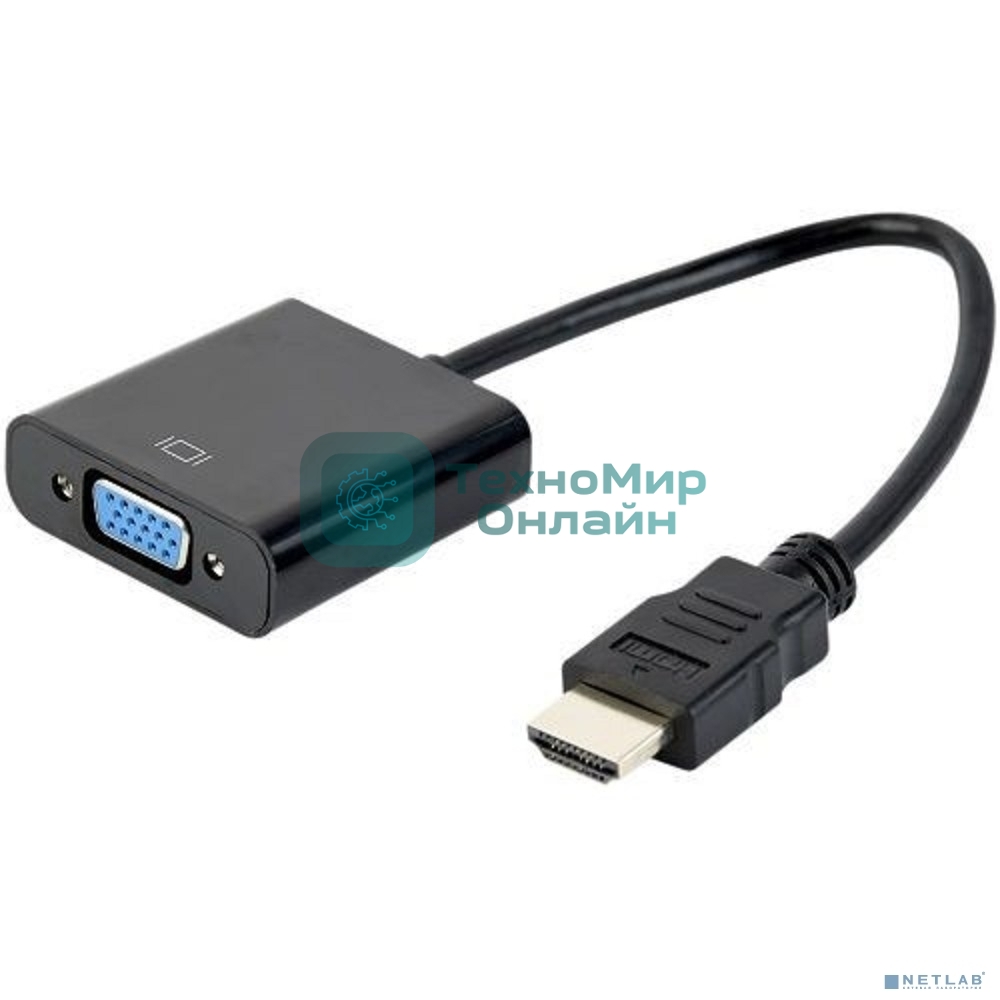 Адаптер Filum HDMI - VGA, 0.15 м., разъемы: HDMI A male-VGA female-mini jack female, пакет. (FL-A-HM-VGAF-mjack-0.15M)