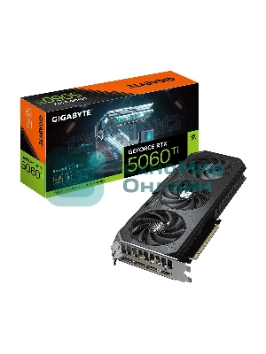 Видеокарта Gigabyte GeForce RTX 5060 Ti Gaming OC, NVIDIA RTX 5060 Ti, 16 ГБ GDDR7, 128 бит, PCI-e 5.0, 1xHDMI, 3xDP, 2647 МГц