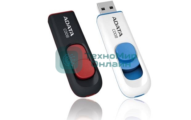 Флешка USB ADATA С008 (AC008-64G-RWE), 64Gb, USB 2.0, R/W 15/5, белый/синий