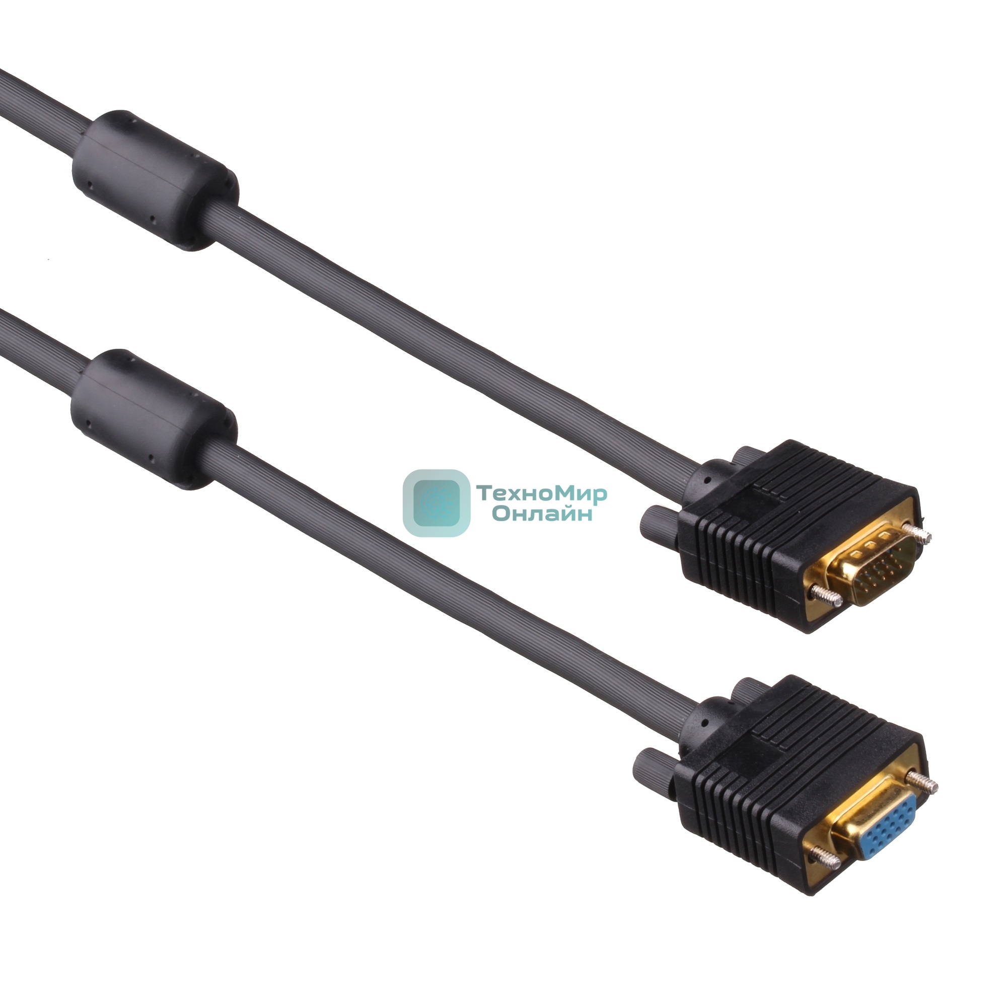 Удлинитель монитор - SVGA card (15M -15F) 1.8м 2 фильтра ExeGate позол. разъемы, экран