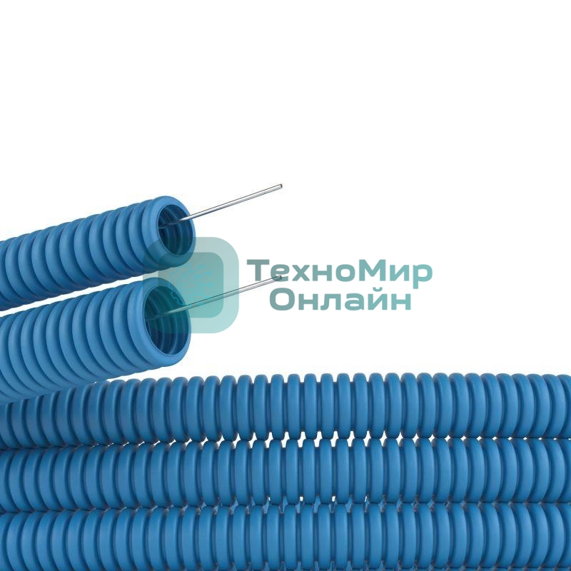 Труба гофрированная ППЛ d20 мм легкая с протяж. син. (уп.100 м) ДКС 11920