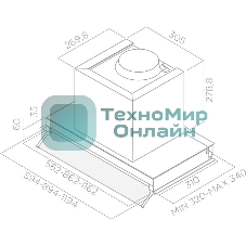 Вытяжка Elica 60 см, 1300 м3/ч, отвод.рециркуляция, нерж. сталь
